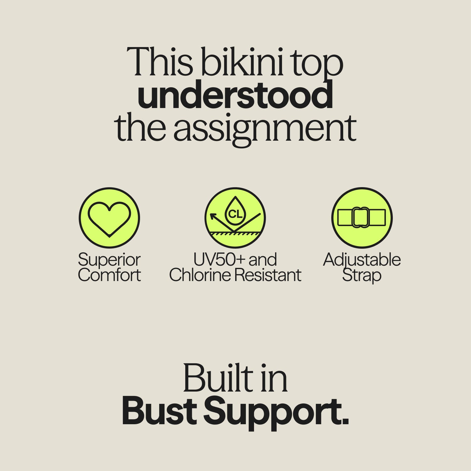 WUKA Teen Bikini Top features: superior comfort, UV50+ and chlorine resistance, adjustable straps, and bust support.