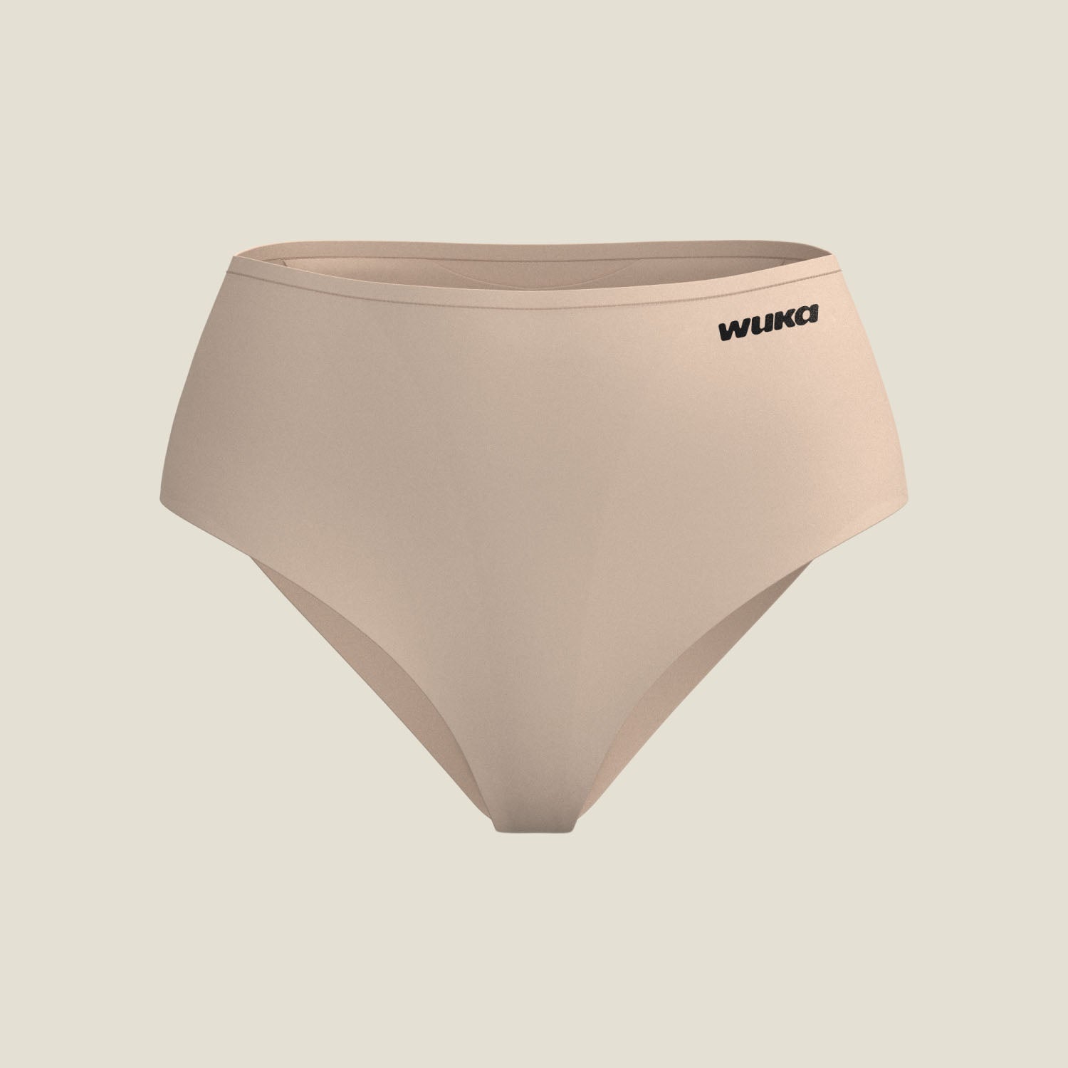 Product cutout of WUKA Teen Stretch Seamless Midi Brief in Light Nude, heavy flow absorbency with discreet design.