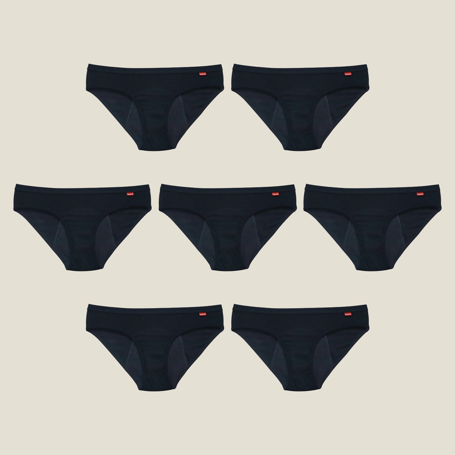 Shop WUKA’s 7-Pack Period Pants Collection – sustainable, reusable, and comfortable period underwear sets designed for daily protection across your cycle. Ideal for building your eco-friendly period wardrobe.