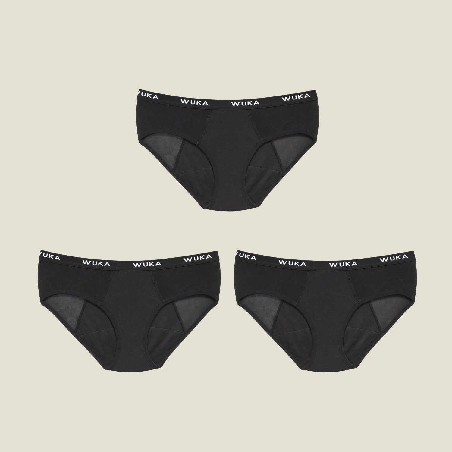 Shop WUKA’s 3-pack period underwear bundles for sustainable, cost-effective protection. Perfect for every flow, these reusable multi-packs offer comfort, leak-proof performance, and everyday convenience while reducing waste.