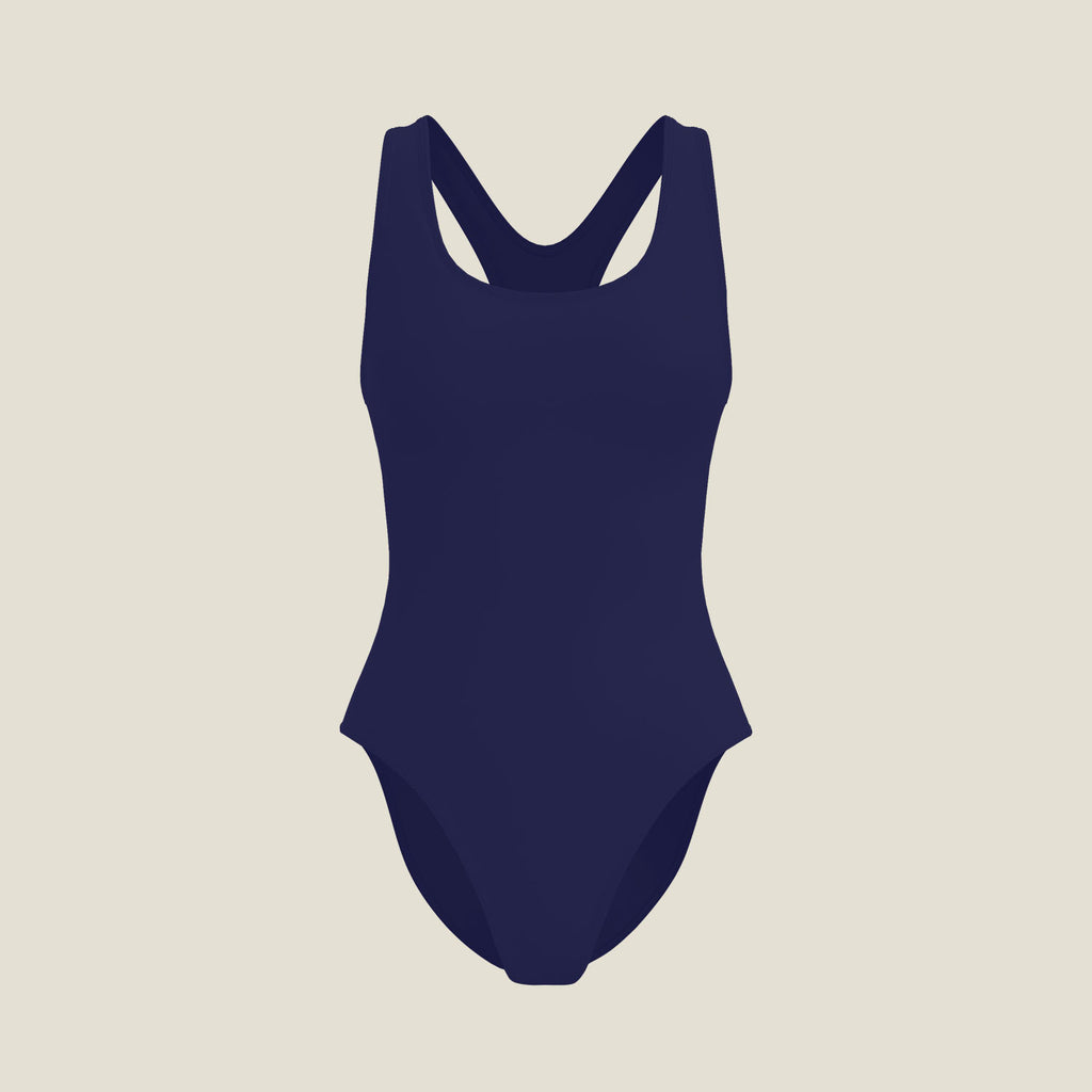 Teen navy racerback period swimsuit leak-proof one-piece swimwear for period swimming by WUKA