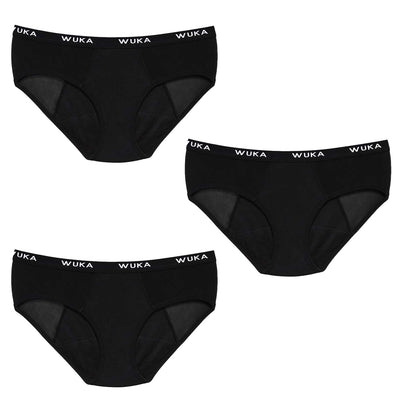 WUKA Ultimate Midi brief 3 Pack Cycle Set Style Light Flow Black Colour Set