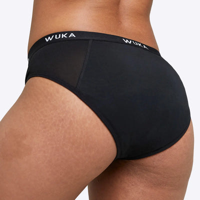 WUKA Ultimate Midi Brief Style Heavy Flow Black Colour back